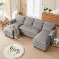 105 U Shaped Cloud Couch Sectional 4 Seat Home Sofa Living Room Comfy Couches with Storage Ottoman Double Layer Cushion Modular Sofas for Bedroom Apartment and Office Light Grey