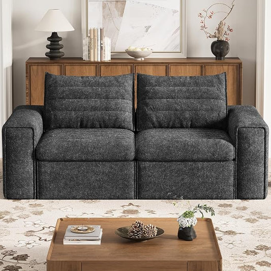77 Cloud Loveseat Sofa Deep Seat Couch with Pillows Modern Comfortable Upholstery Boneless Sofa 1 piece for Living Room Bedroom Apartment Removable CoverNo Assembly Required Dark Gray