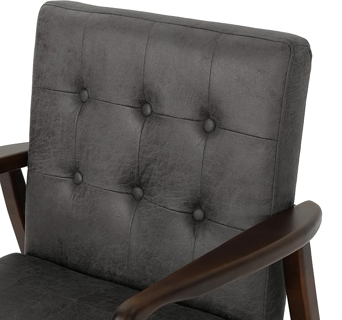 Club Chair Mid Century Modern Microfiber Club Chair with Wood Frame Accent Chairs for Living Room/Bedroom/Office/Cafe