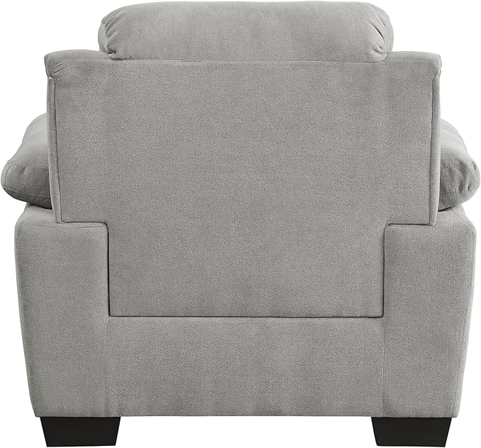 Plush Gray Textured Fabric Chair - Modern Channel Tufting - Solid Wood Frame - Living Room Accent Chair