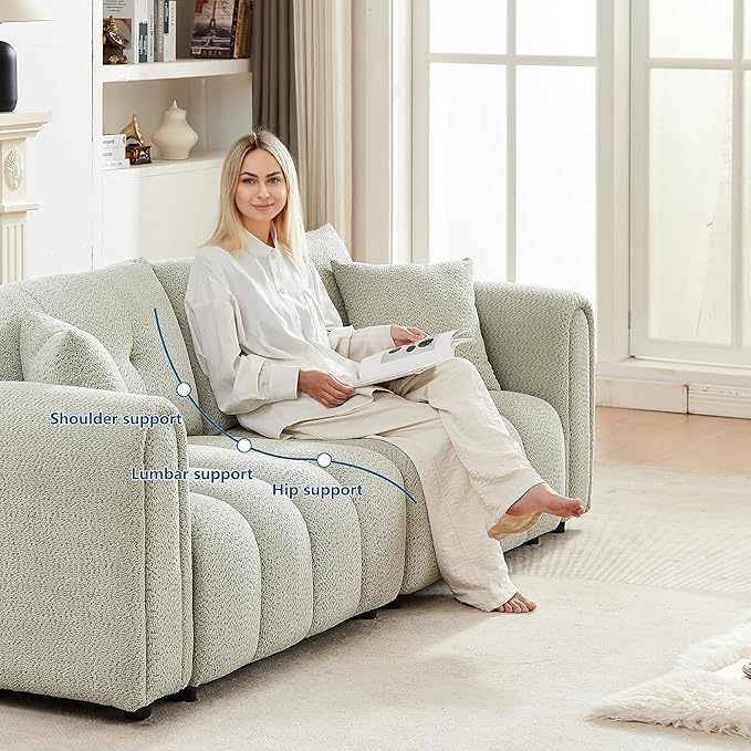 91.5” Couches for Living Room 3 Seater Loveseat Sofa Couch Oversized Upholstered Deep Seat Couch for BedroomApartment (Light Green 91.5)