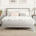 HOMCOM Full Size Bed Frame with Upholstered Headboard Platform Bed Frame with Wooden Slats No Box Spring Needed Easy Assembly Gray