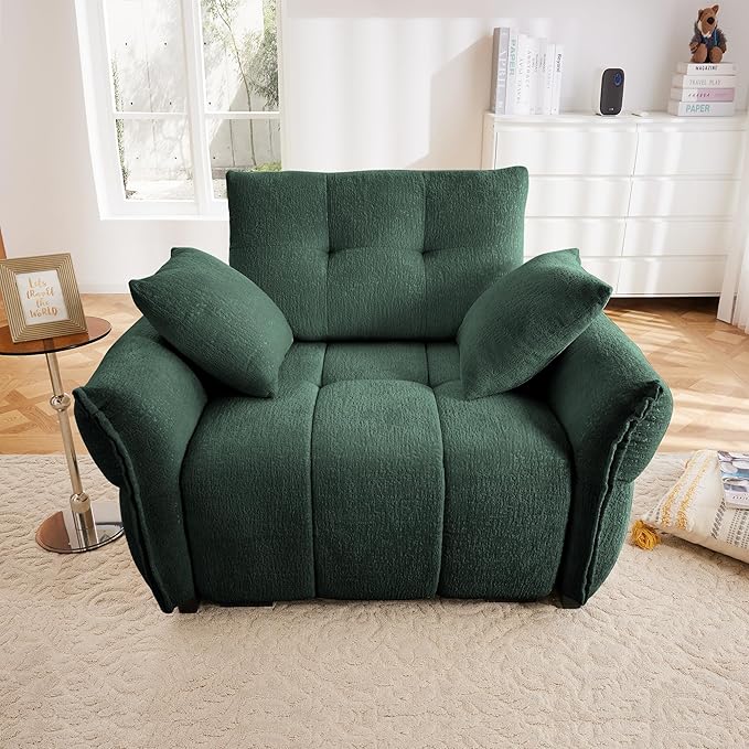 Aoowow Modular Sectional Sofa Chair 47” Modern Chenille Single Seater Sofa Upholstered Sofa Couches for Living Room Bedroom ApartmentGreen