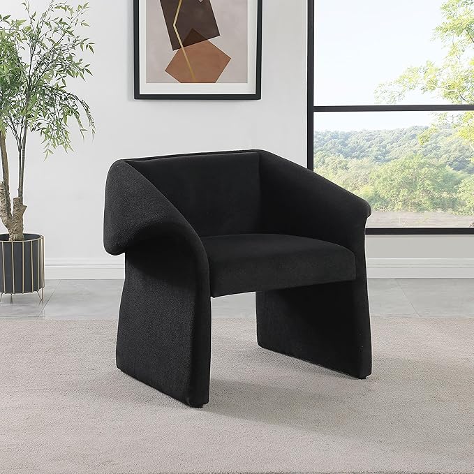 Coaster Home Furnishings - Ramsey - Fabric - Upholstered Accent Chair with Curled Arms Boxed-Edge Seat Cushion and Wooden Frame - Living Room - Black - 907524
