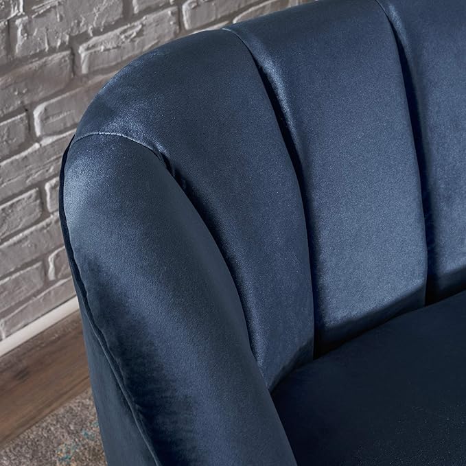 Christopher Knight Home Amaia Modern Velvet Club Chairs 2-Pcs Set Cobalt / Walnut