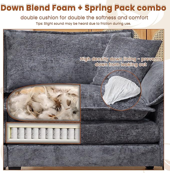 83 Loveseat SofaCloud Couch for Living RoomComfy Love Seat with Double Cushion2 PillowsRemovable Cover for Bedroom Apartment and Office