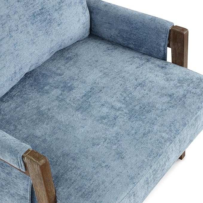 DUHOME Mid Century Modern Accent Chair with Wood FrameComfy Reading Chair with Armrest Mid Century Modern Chair Upholstered Living Room Chairs for BedroomBlue