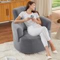 Swivel Accent ChairBedroom Barrel Chairs with Seat CushionModern 360° Soft Berber Fleece Fabric Circle Chair with Adjustable Headrest for Living Room (Grey)
