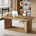 Tribesigns 63-Inch Executive Desk Large Office Computer Desk with Heavy Duty Pedestal Farmhouse Simple Workstations Writing Table for Home Office Rustic Brown