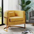 Alunaune Upholstered Velvet Living Room Chair Barrel Accent Chair Modern Armchair Mid Century Lounge Chair Sofa Tub Bucket Club Side Chair for Bedroom-Yellow