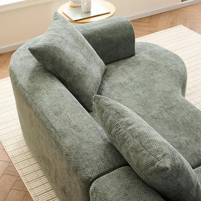 106.72” Curved Sofa Oversized Curved Couch for Living Room Corduroy Fabric Foam Couch Modern Deep Seat Couched with Pillows No Assembly Green