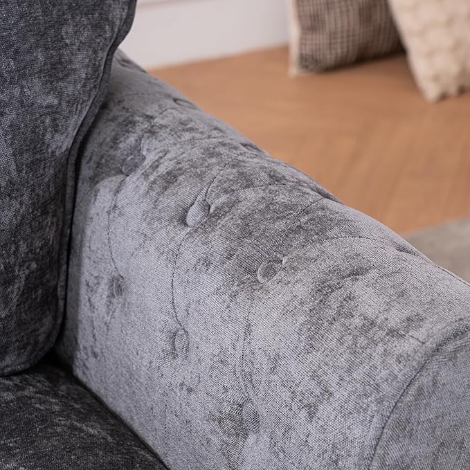 KEIKI Oversized Chaise Lounge Chenille Upholstered Single Sofa Couch BedLazy Sleeper Armchair for Living RoomBedroom