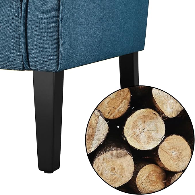 Yaheetech Modern Armchair Mid Century Accent Chair with Sturdy Wood Legs and High Back for Small Space Upholstered Fabric Sofa Club Chair for Living Room/Bedroom/Office Set of 2 Navy Blue