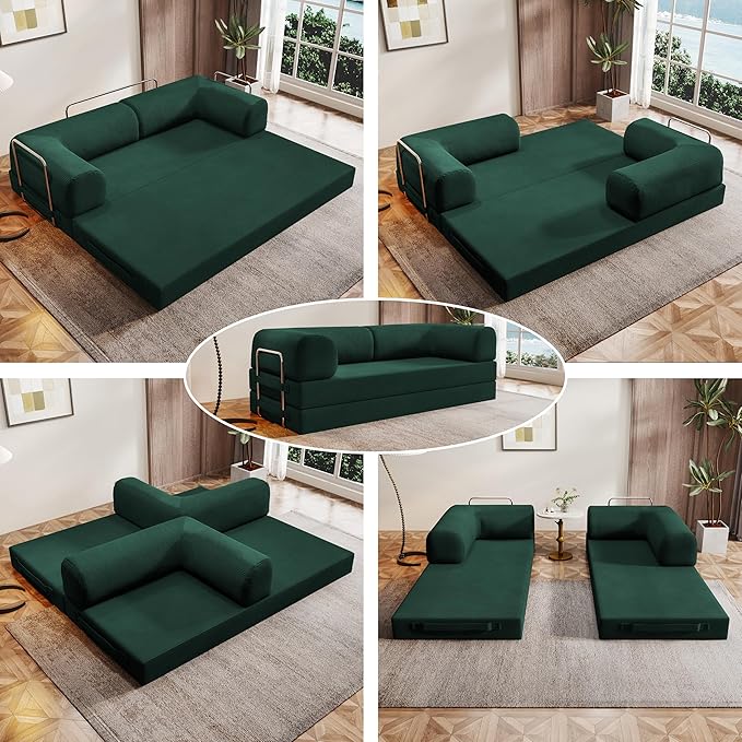 78.8 Convertible Sofa Bed 4-in-1 Folding Sleeper Couches Frameless SofaPull Out Couch Memory Foam Floor SofaNo Assembly Boneless Couch for Living Room
