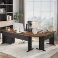 Tribesigns 83 L-Shaped Executive Desk Reversible Modern Office Desk with Drawers &amp Rolling File Cabinet Large Corner Computer Desk Business Workstation for Home Office (Brown)