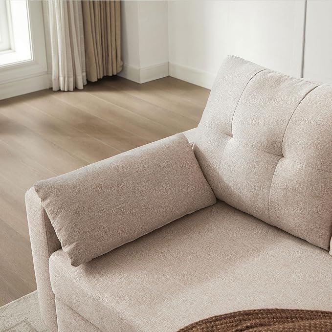 101 Convertible Sectional Sofa Modern Linen Fabric U-Shaped Couch with Reversible Chaises and Ottoman Coffee Table 4 Seat Sofa Couches for Living Room Apartment Office Beige