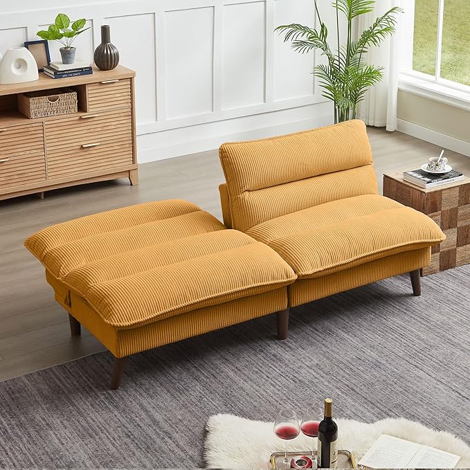 Futon Sofa Bed 72 Small Couches for Small Spaces Folding Love Seat Couch with Adjustable Back Convertible Upholstered Sleeper Sofas for Living Room Office Apartment