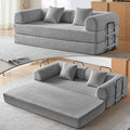 Convertible Sleeper Sofa Bed Sleeper Sofa with Pillow | Corduroy Fabric | High-Density Sponge | Fixed-Shape Frame Modular Sofa Bed for Living Room Lounge Studio (Light Grey)