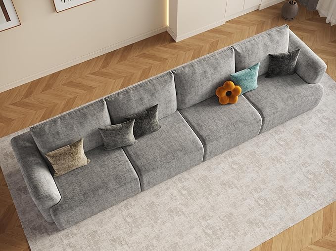 EASE MOOSE Boneless Couch for Living Room Modern Sectional Cloud Sofa Modular Cloud Couch 4-Seat Deep Extra Large Sofas for Bedroom Apartment No Assembly Required Chenille (Light Grey)