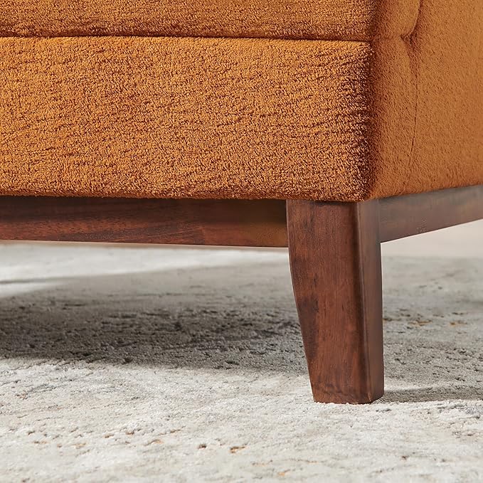 VANOMi Modern Accent Chairs Terry Fabric Living Room Chairs with Cushion Mid-Century Modern Comfy Reading Chair for Bedroom Corner Apartment Orange
