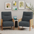 Alunaune Upholstered Natural Rattan Living Room Chairs Accent Chair Armchair Set of 2 Modern Slipper Club Chair Guest Reception Couch Comfy Single Sofa for Reading Bedroom-Grey
