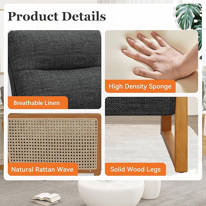 HAOBO Home 2 Piece Living Room Furniture Sets Loveseat Sofa Settee Bench with 1 Single Sofa Accent Chair Modern Small Couches for Small Spaces