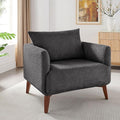 Oversized Accent Chair Modern Boucle Armchair for Living Room- 37 Wide Accent Chair with Solid Wood Legs Dark Gray Upholstered Lounge Chair for Bedroom &amp Office Cozy Reading Chair (Easy Assembl