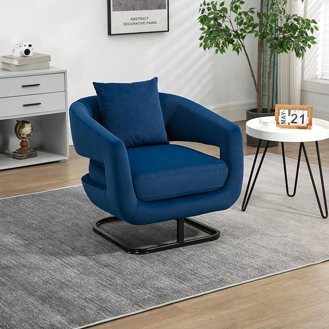 House Hold Upholstered Tufted Living Room Chair Textured Velvet Fabric Accent Chair with Metal Stand