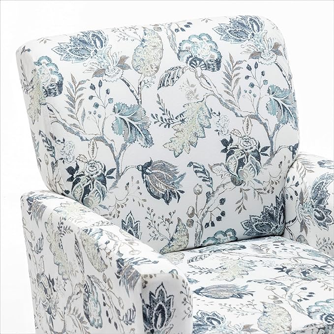 Contemporary Accent Arm Chair with Birch Wood Frame and Velvet Upholstery Armchair for Office and Living Room Decor Removable Cushions 07 Printed Fabric