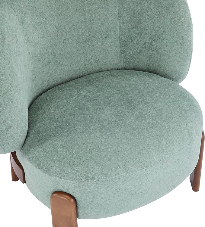 Christopher Knight Home Lily Solid Wood Wingback Accent Chair Fabric Upholstered Club Chair Curved Backrest Single Sofa Comfy Reading Lounge Chair for Living Room Soft Cushion Seating Green