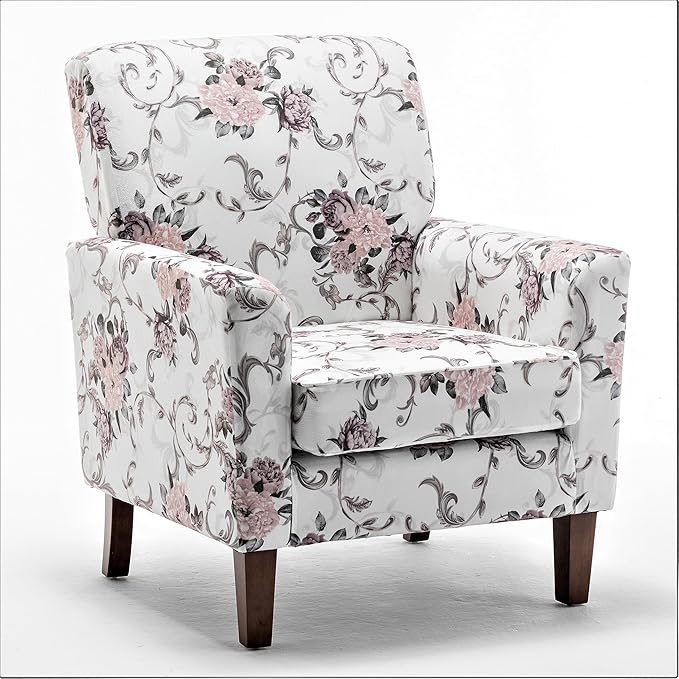 Contemporary Accent Arm Chair with Birch Wood Frame and Velvet Upholstery Armchair for Office and Living Room Decor Removable Cushions 06 Printed Fabric
