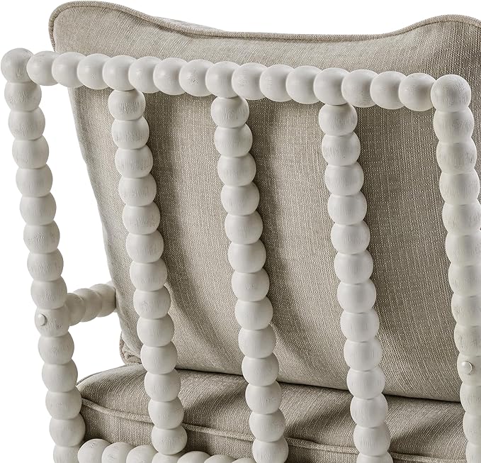 DUHOME Linen Fabric Spindle Accent Chair with Wood FrameSpool Chairs with High Resilience Spring Cushion and Armrest Pads Leisure Armchair for Living Room Bedroom Farmhouse Home Office Belcony
