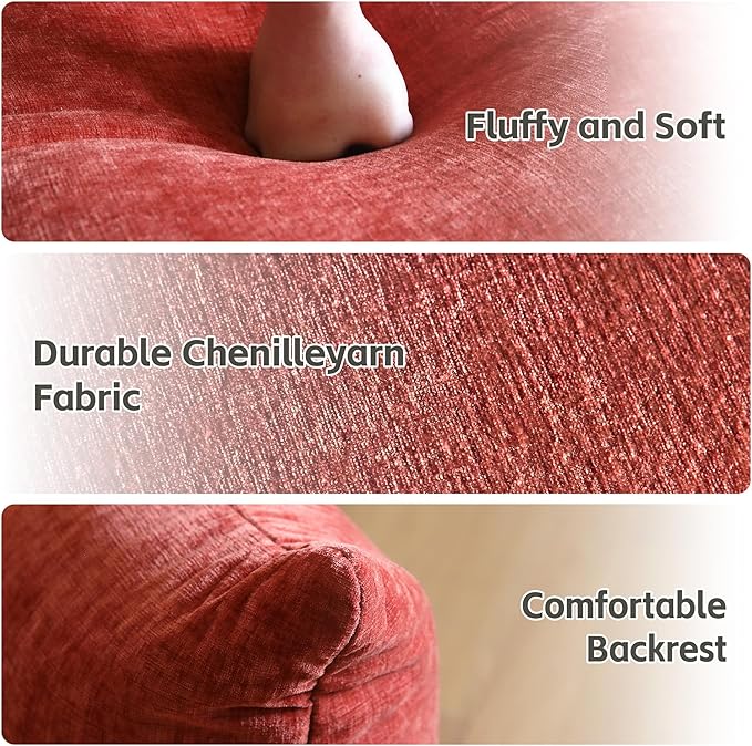 WJShome Modular Sectional Couch Lovesofa Convertible Sofa 77.16in Minimalist Modern Chenille Yarn 2 Seater Living Room Sofa Set for Office &amp House Red