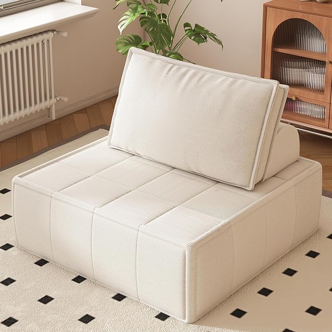 PurrJoys Modular Sectional Sofa 35 Corduroy Sofa Sleeper Deep Seat Sofa with Adjustable Backrest Small Couch for Small Spaces Living Room Bedroom ApartmentBlue Office Couch