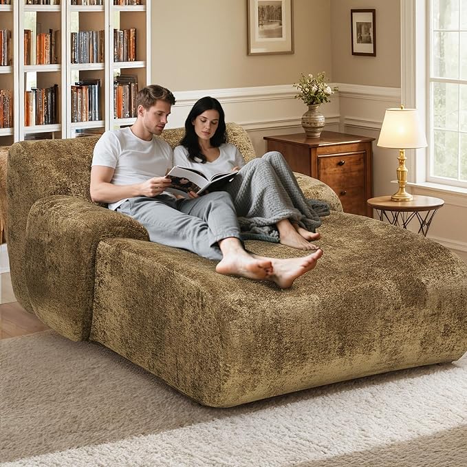 66 Inches Oversized Chaise Lounge Indoor No Assembly Required Single Sleeper Sofa Chair with Lumbar Pillow Upholstered Boneless Sofa Bed for Living Room Bedroom