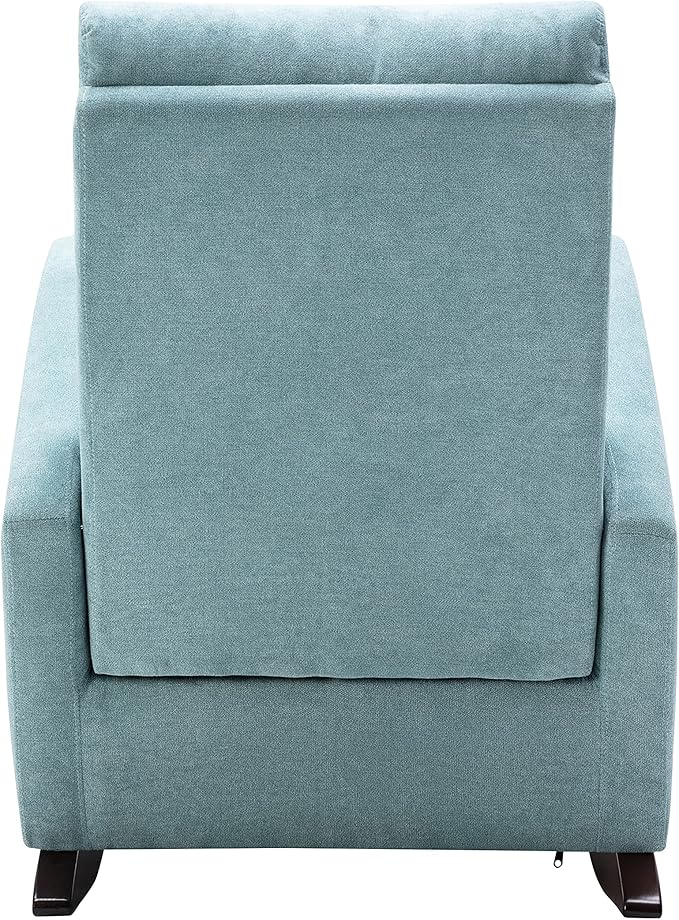 Cozy Linen Reclining Rocking Chair with Side Storage Pocket Comfortable Button Tufted Rocker Elegant and Functional Rocking Recliner Chair Ideal for Living Room &amp Nursery Mint Green