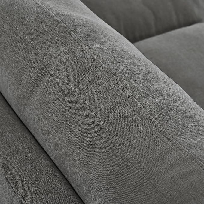 ERYE L-Shaped Right Facing Sectional Sofa Oversized Chenille Upholstered Corner Couch W/Curved Chaise Seat and 3 Toss Pillows Modern L-Shaped Sofa Couches for Living Room