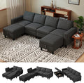 Modular Sectional Sofa 110 Modular Couch with Storage &amp Adjustable Backrest 6-Seat Convertible Sectional Couches for Living Room Modern U-Shaped Comfy Couch