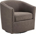 Madison Park Swivel Barrel Accent Chair Upholstered Curved Back with 7-Inch Thick Woven Cushion 360° Swivel Nailhead Trim Comfy Chair for Living Room Bedroom Office 28 Wide Chocolate Tyler
