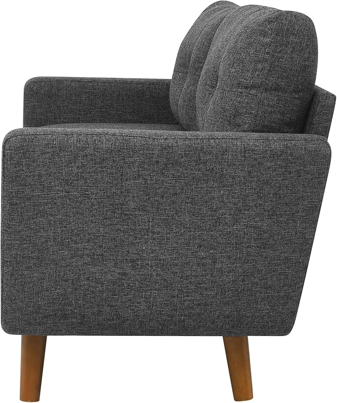 Gray 56 Loveseat Sofa Couches for Small Spaces Mid Century Love Seat Couches for Living Room Upholstered 2-Seater Small Couch for Bedroom ApartmentSolid Wood Legs Easy Assembly (Dark Gray)