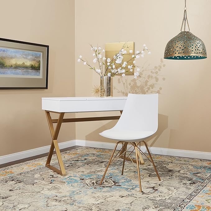 OSP Home Furnishings Oakley Mid-Century Modern Bucket Chair Faux LeatherWhite