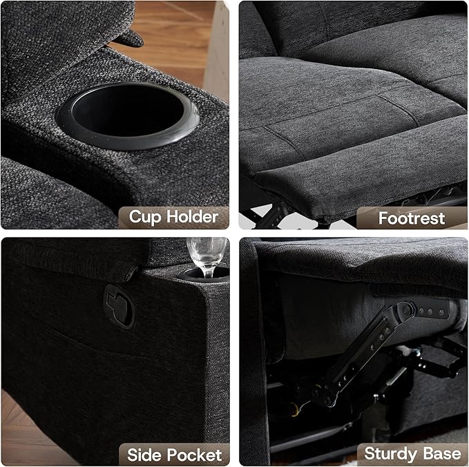 55 Loveseat Recliner Sofa with Cup Holders Manual Double Reclining Couch in Chenille Fabric Wide Seat &amp Side Pockets for Living Room Small Spaces Apartment and RV