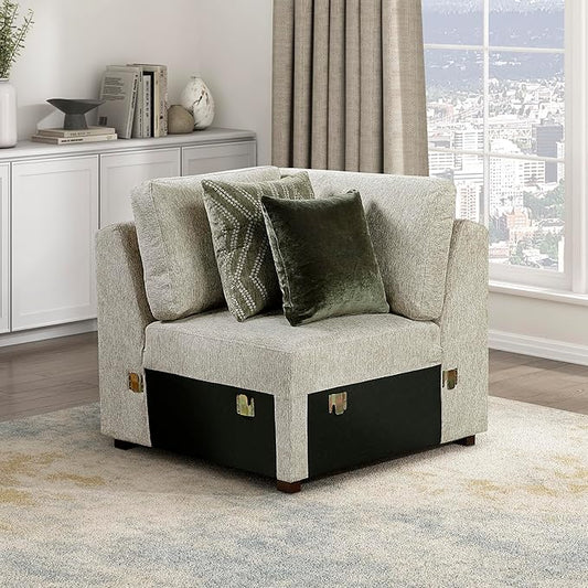 Lexicon Modular Sectional Sofa Module for Sectional Couch Corner Seat 2 Pillows Removable Back Cushion Cover Microfiber Sand