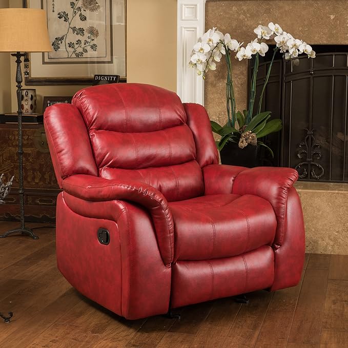 Christopher Knight Home Hawthorne Glider Recliner Leather Oxblood Red