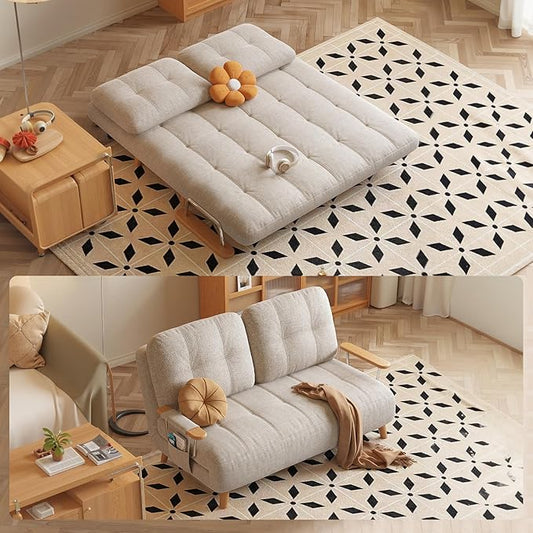 5-in-1 Single Convertible Sofa Bed with Storage 5-Position Adjustable Backrest Modern Compact Sleeper Chair for Small Spaces 28 for Guest Room or Living Room