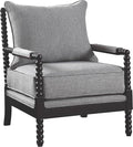 Coaster Home Furnishings - Blanchett - Upholstered Accent Chair with Track Arms Decorative Spindle Back Posts and Navy Awning Stripes - Living Room - Gray and Black - 903824