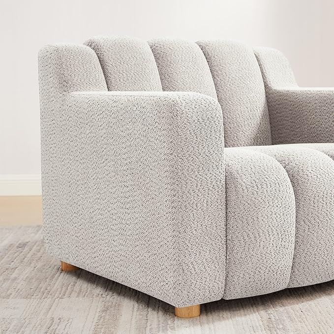 VANOMi Oversized Accent Chair Modern Living Room Chairs Comfy Boucle Fabric Upholstered Armchair for Bedroom Office Waiting Room (Beige)