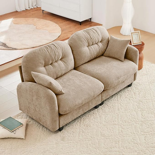 74 Modular Sectional Sofa Cloud Couch Modern Loveseat Sofa Deep Seat Sectional Couches for Living Room Comfy Chenille Couch for Small Spaces Oversized Modular Couches for BedroomCamel