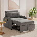 3-in-1 Convertible Sleeper Sofa Bed with Pillow &amp Pocket Loveseat Sleeper Chair in Soft Cotton Linen for Living Room Bedroom Study Apartment Grey