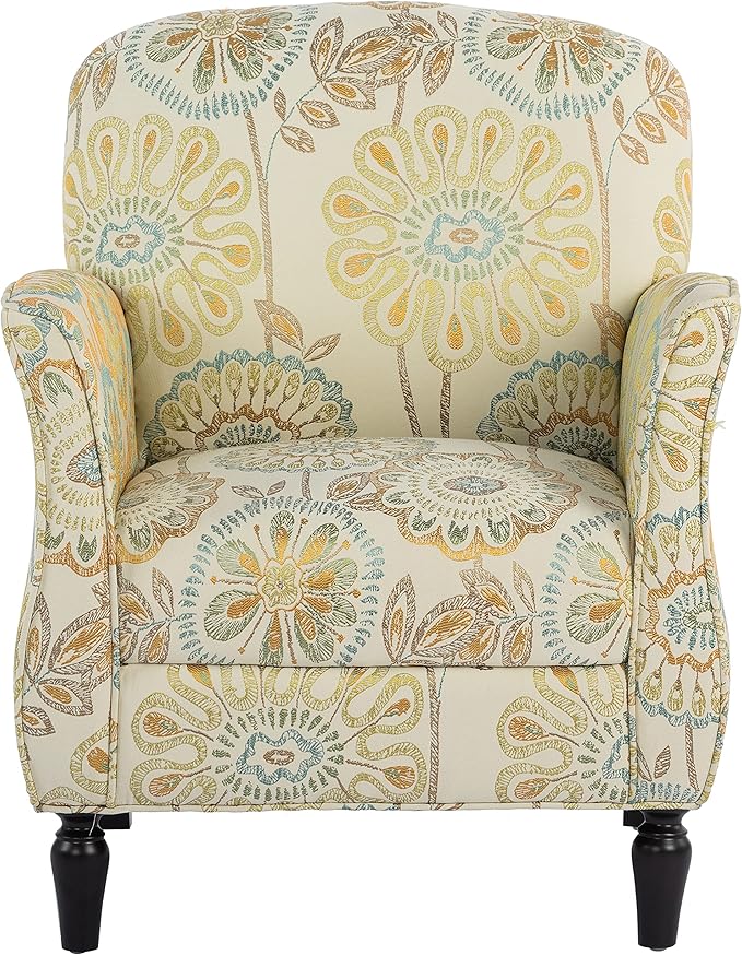Generic Floral Accent Recliner Living Room Chair Beige Ergonomic Textile 35.04 x 29.33 x 28.54 inches 265 pounds Indoor Use